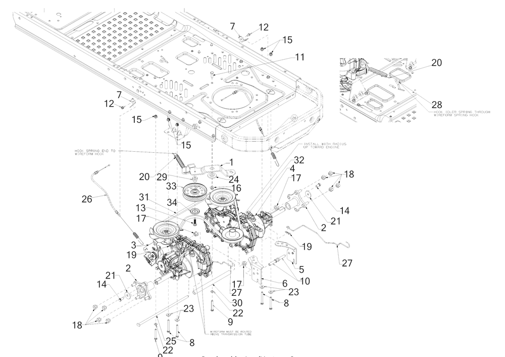 Drive Diagram and Parts List for RZT-L42KH (17CRCACS009)(2017) Cub Cadet Lawn Tractor